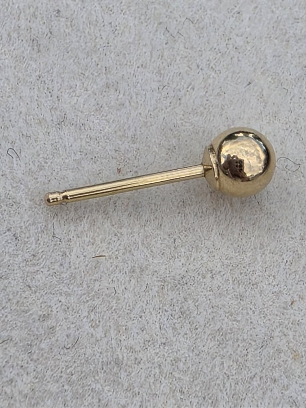 14K Solid Gold Ball Single Stud Earring • 0.10g